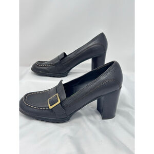 Tommy Girl Brown Leather Buckle Heels Size 9.5